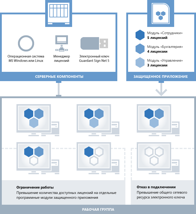 Защита сетевого программного обеспечения с помощью электронных ключей Guardant